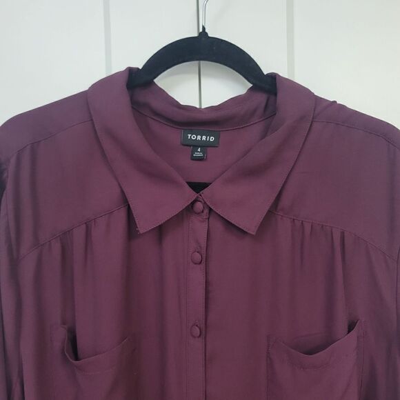 Torrid Madison georgette button-up long sleeve shirt, 4 - Picture 11 of 13
